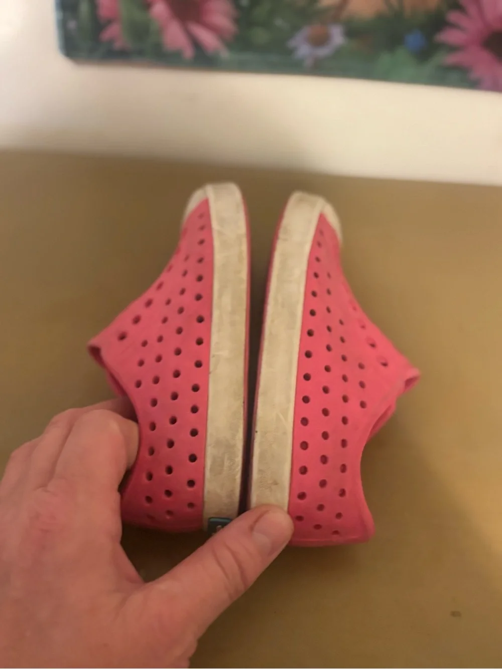 Native Kids Slip-On Sneakers in Pink with White Toe